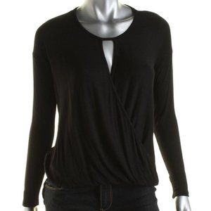 Red Haute Black Key Hole Splice Lng Sleeve Top szM